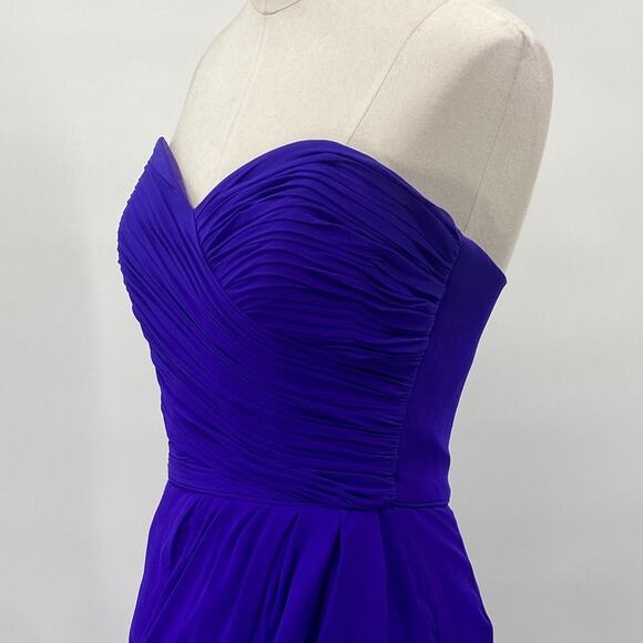 Vintage Cache Silk Mini Dress Strapless Sweetheart Neck Pleated Purple NEW 0 - Picture 4 of 7